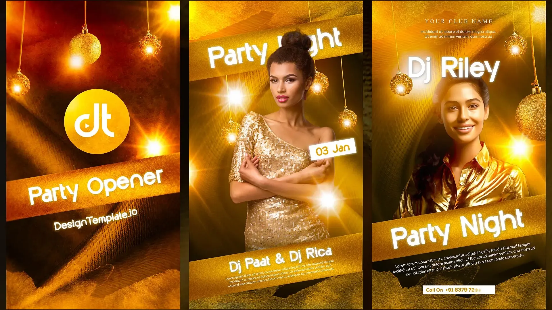 DJ Party Flyer Golden Instagram Story